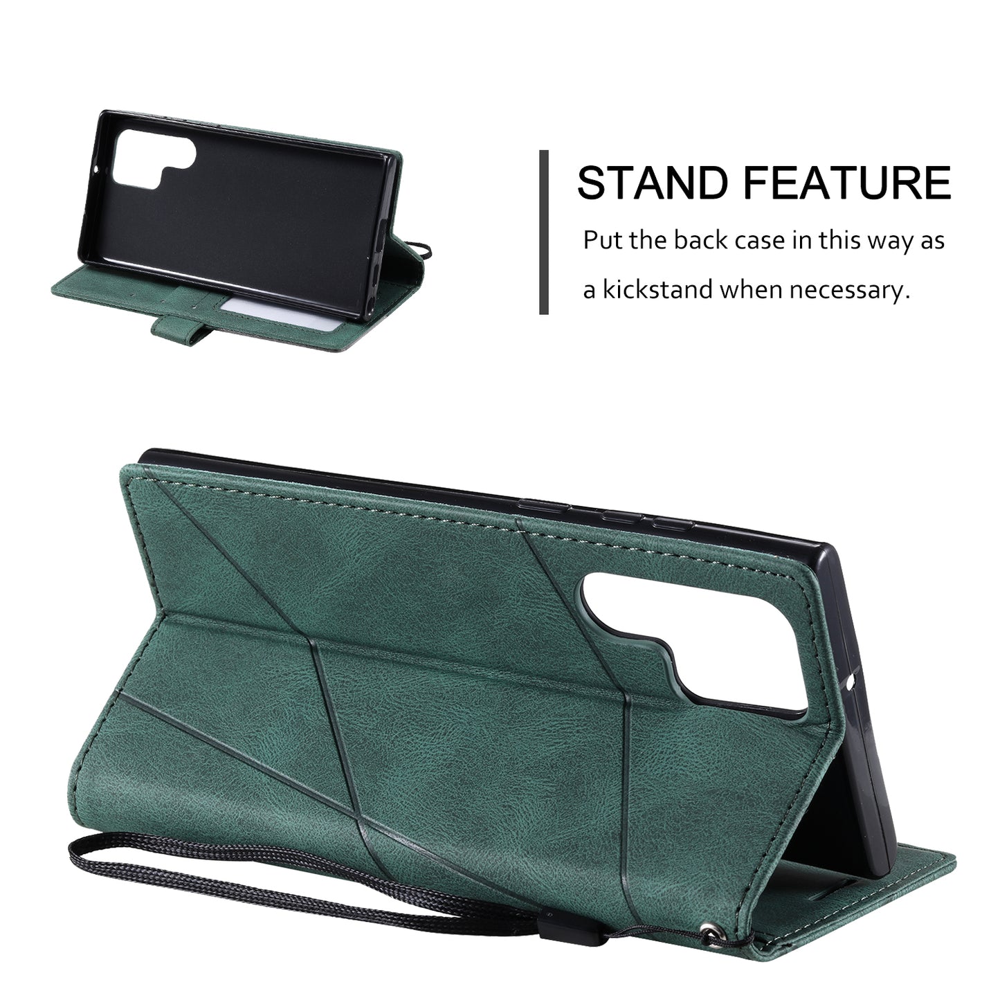 For Samsung Galaxy S24 Ultra Case PU Leather Skin-touch Phone Wallet Cover with Magnetic Clasp - Green