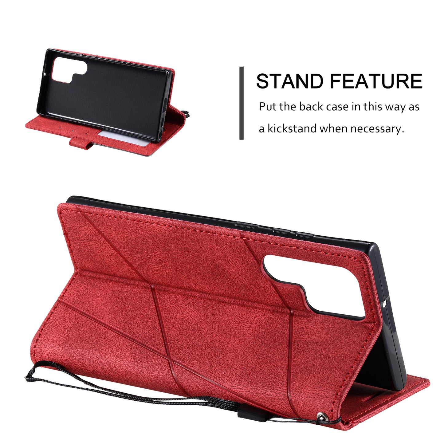 For Samsung Galaxy S24 Ultra Case PU Leather Skin-touch Phone Wallet Cover with Magnetic Clasp - Red