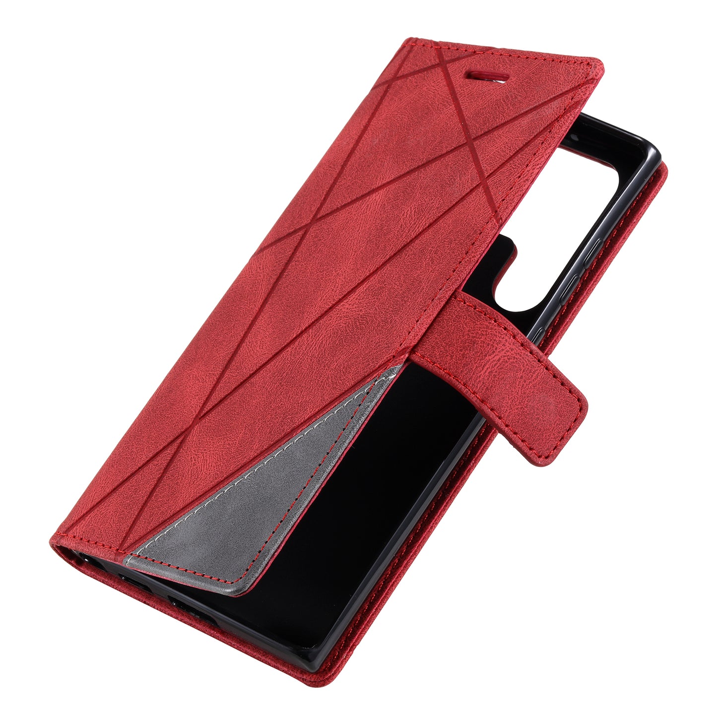 For Samsung Galaxy S24 Ultra Case PU Leather Skin-touch Phone Wallet Cover with Magnetic Clasp - Red