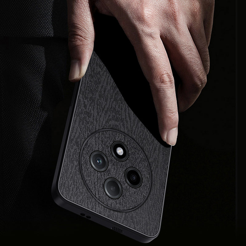 For Oppo A3 Pro 5G Case Wood Texture PU Leather+PC+TPU Anti-drop Phone Cover - Green