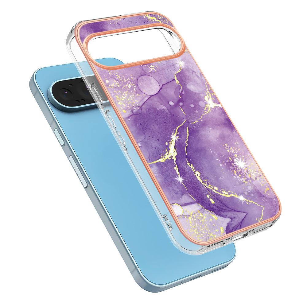YB IMD Series-2 For Google Pixel 9 Pro TPU Case Marble Pattern Smart Phone Shell - Purple 002