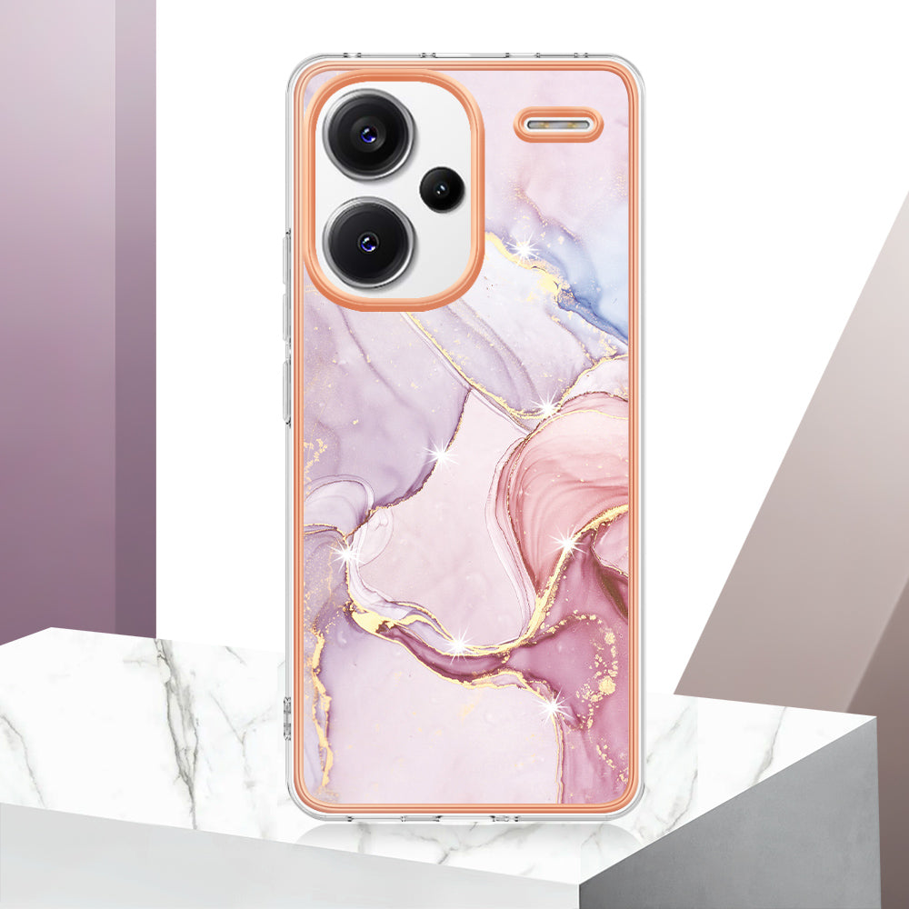 YB IMD Series-2 For Xiaomi Redmi Note 13 Pro+ 5G TPU Case Marble Pattern Shockproof Phone Cover - Rose Gold 005