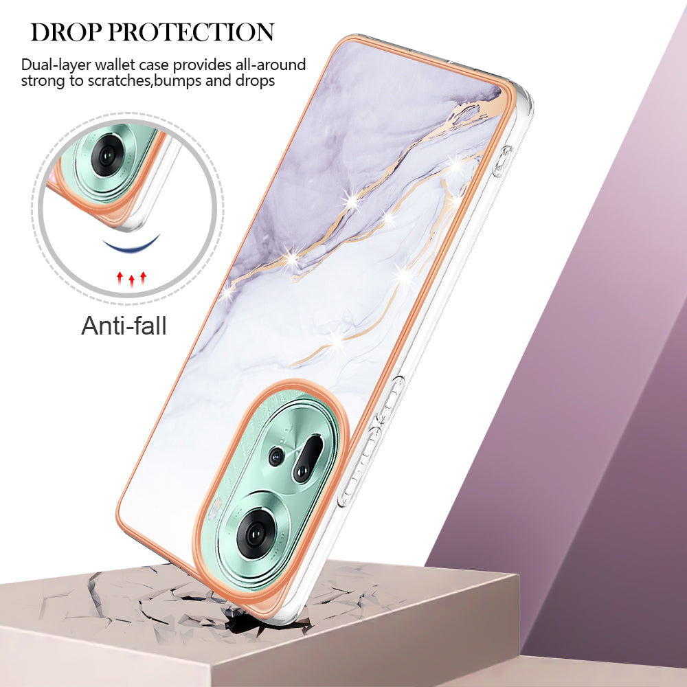 YB IMD Series-2 For Oppo Reno11 5G (Global) Case Marble Pattern Slim IMD TPU Phone Shell - White 006