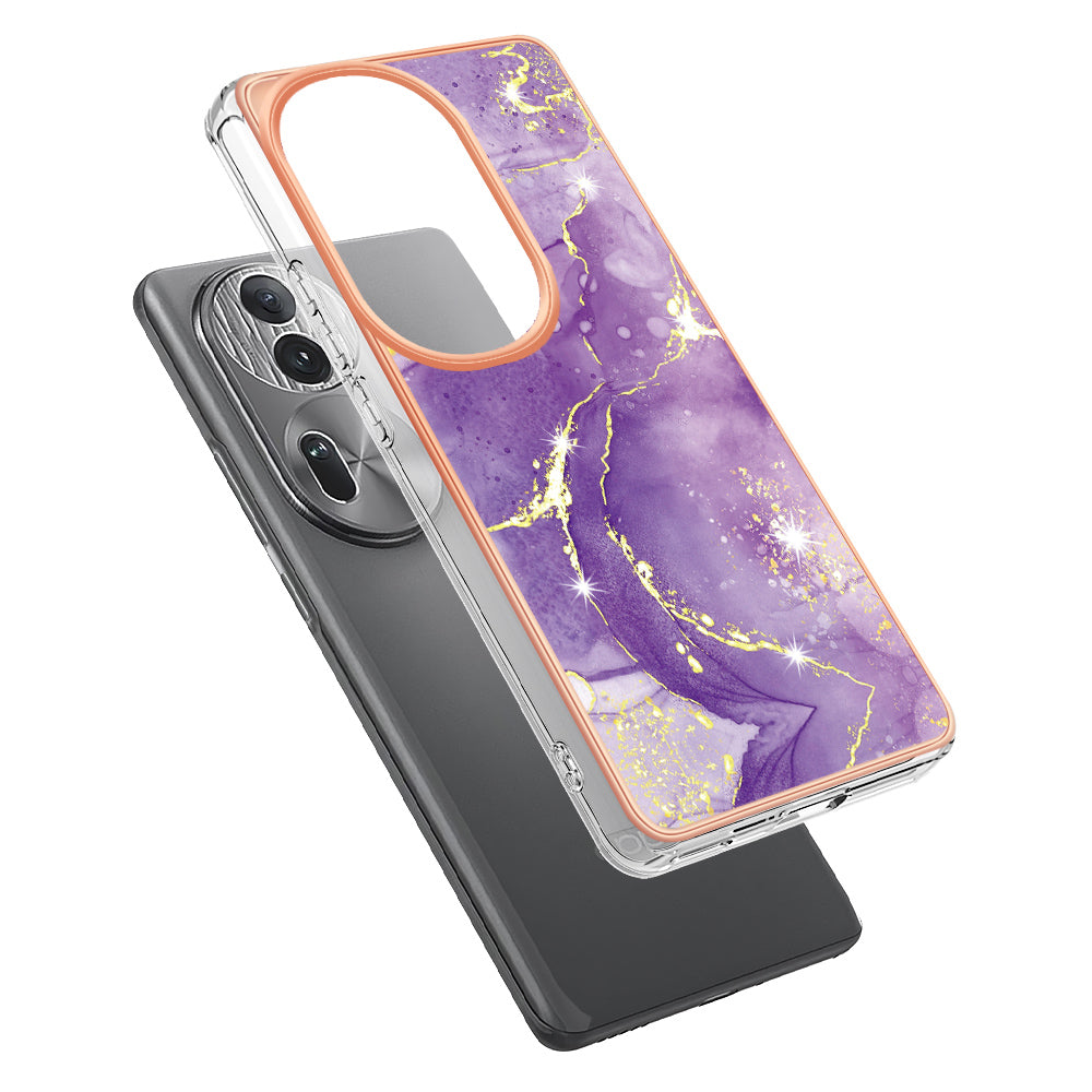 YB IMD Series-2 For Oppo Reno11 Pro 5G (Global) Cover Marble Pattern TPU Anti-drop Phone Shell - Purple 002