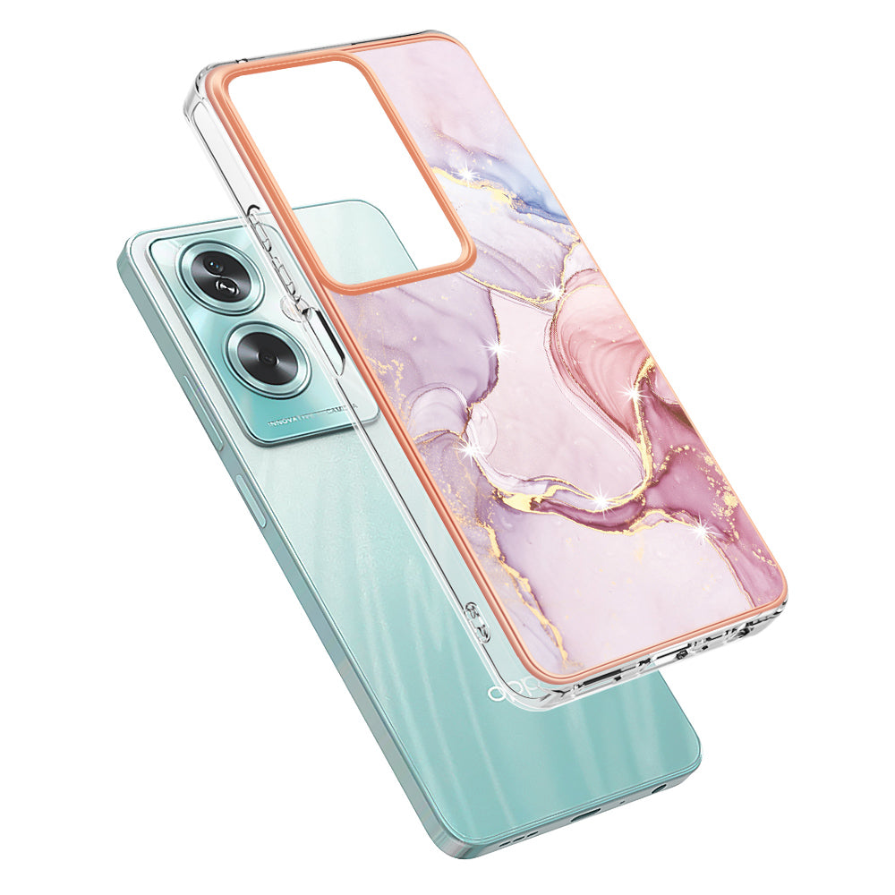 YB IMD Series-2 For Oppo A79 5G / A2 5G Case IMD Marble Pattern Electroplating TPU Cover - Rose Gold 005