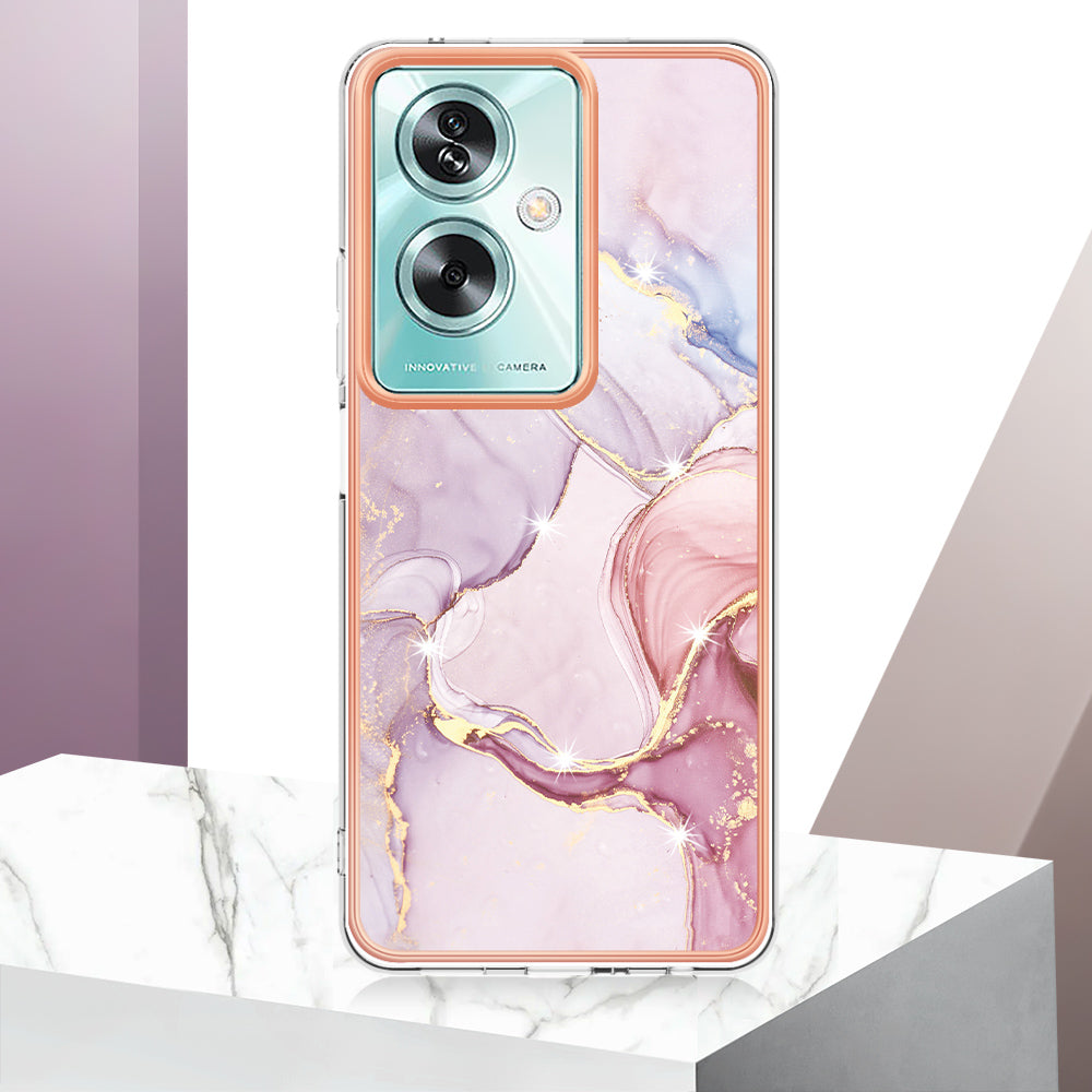 YB IMD Series-2 For Oppo A79 5G / A2 5G Case IMD Marble Pattern Electroplating TPU Cover - Rose Gold 005