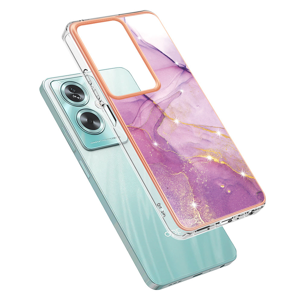 YB IMD Series-2 For Oppo A79 5G / A2 5G Case IMD Marble Pattern Electroplating TPU Cover - Purple 001