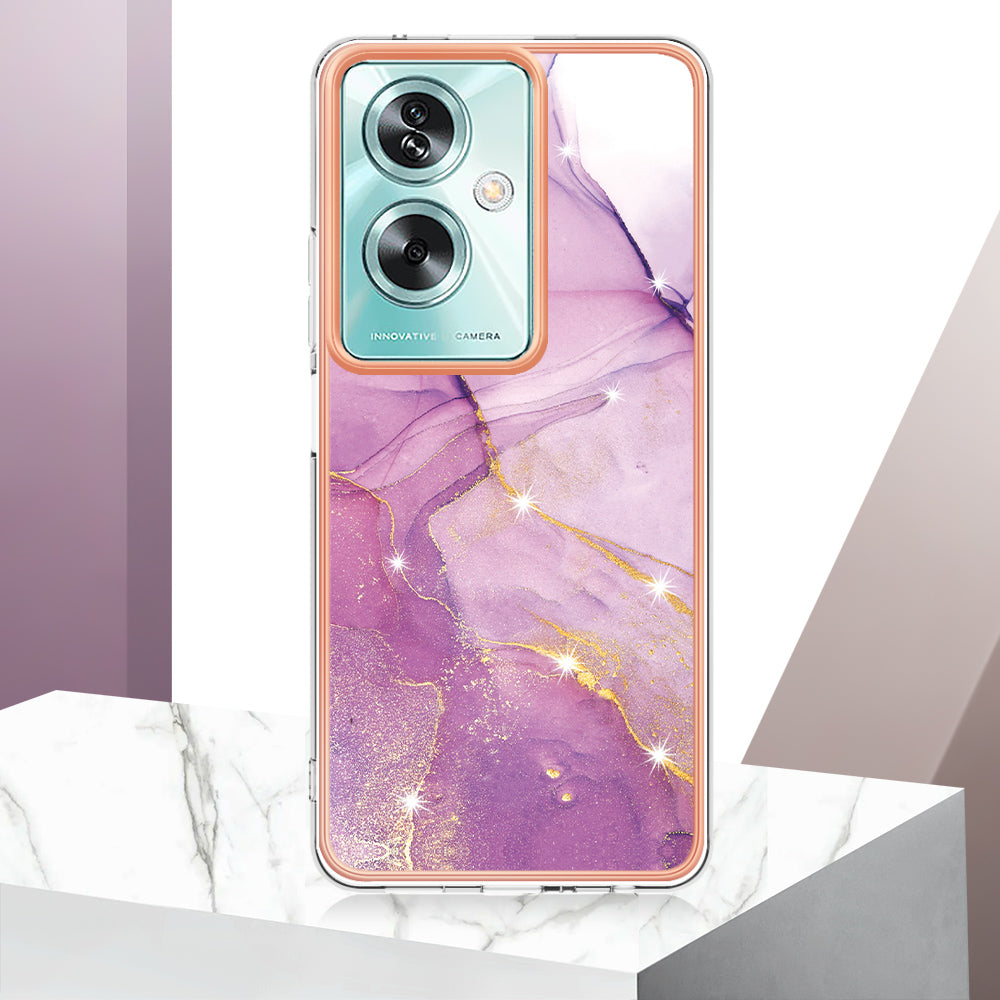 YB IMD Series-2 For Oppo A79 5G / A2 5G Case IMD Marble Pattern Electroplating TPU Cover - Purple 001