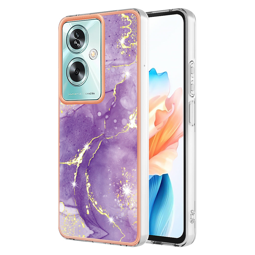 YB IMD Series-2 For Oppo A79 5G / A2 5G Case IMD Marble Pattern Electroplating TPU Cover - Purple 002