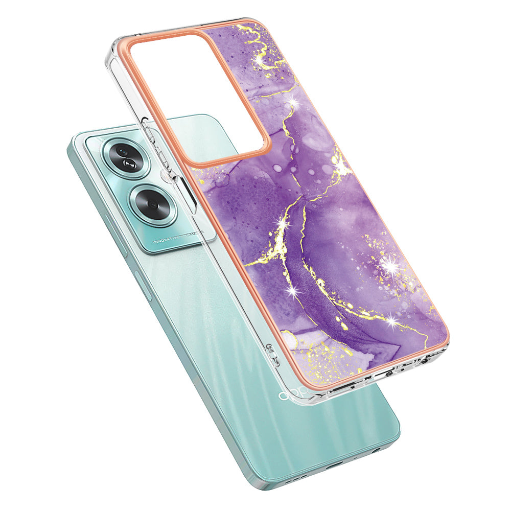 YB IMD Series-2 For Oppo A79 5G / A2 5G Case IMD Marble Pattern Electroplating TPU Cover - Purple 002