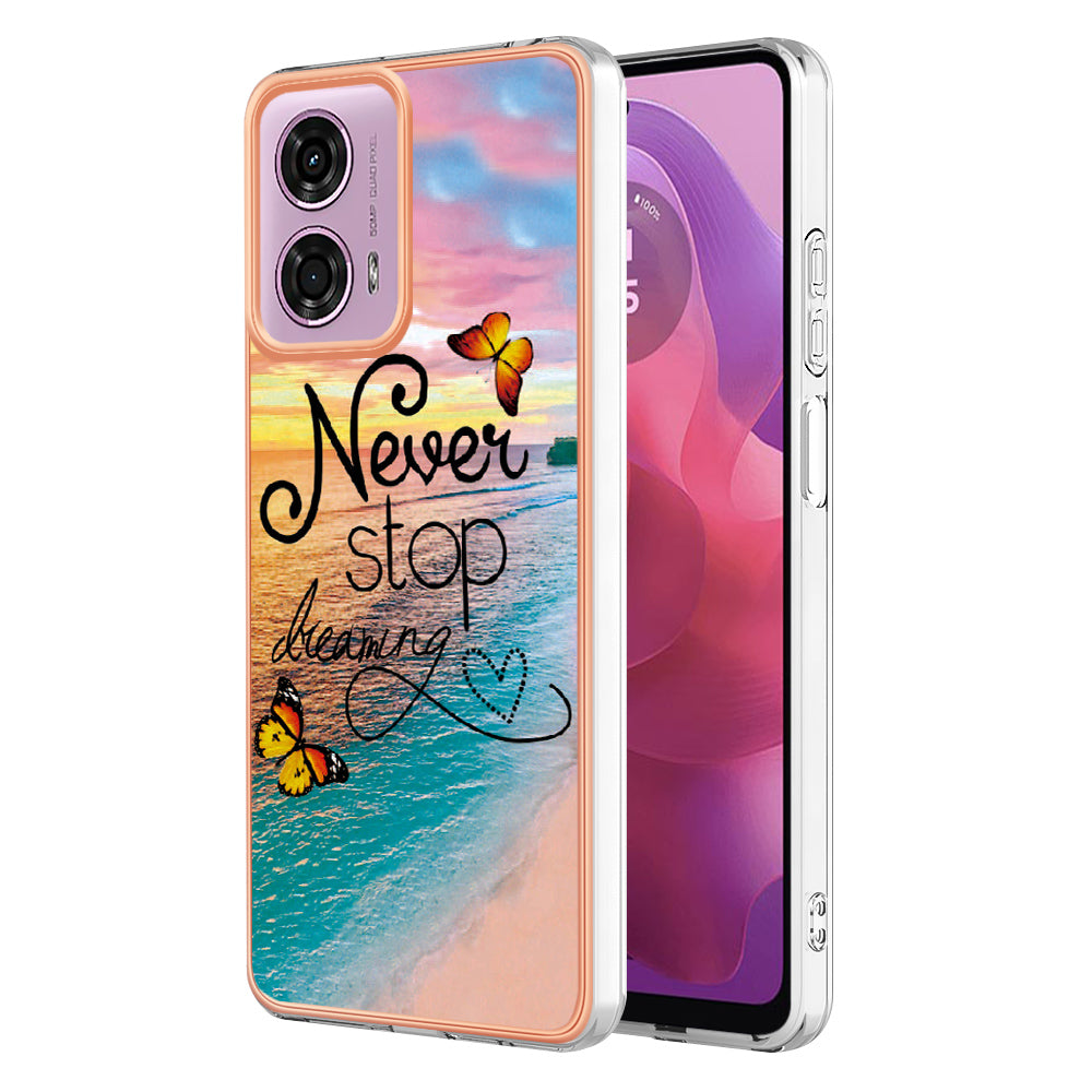 YB IMD Series-1 For Motorola Moto G04 4G / G24 4G Case Soft TPU Electroplating Phone Cover - Never Stop Dreaming