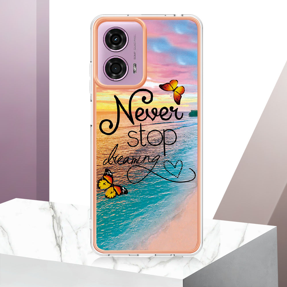 YB IMD Series-1 For Motorola Moto G04 4G / G24 4G Case Soft TPU Electroplating Phone Cover - Never Stop Dreaming