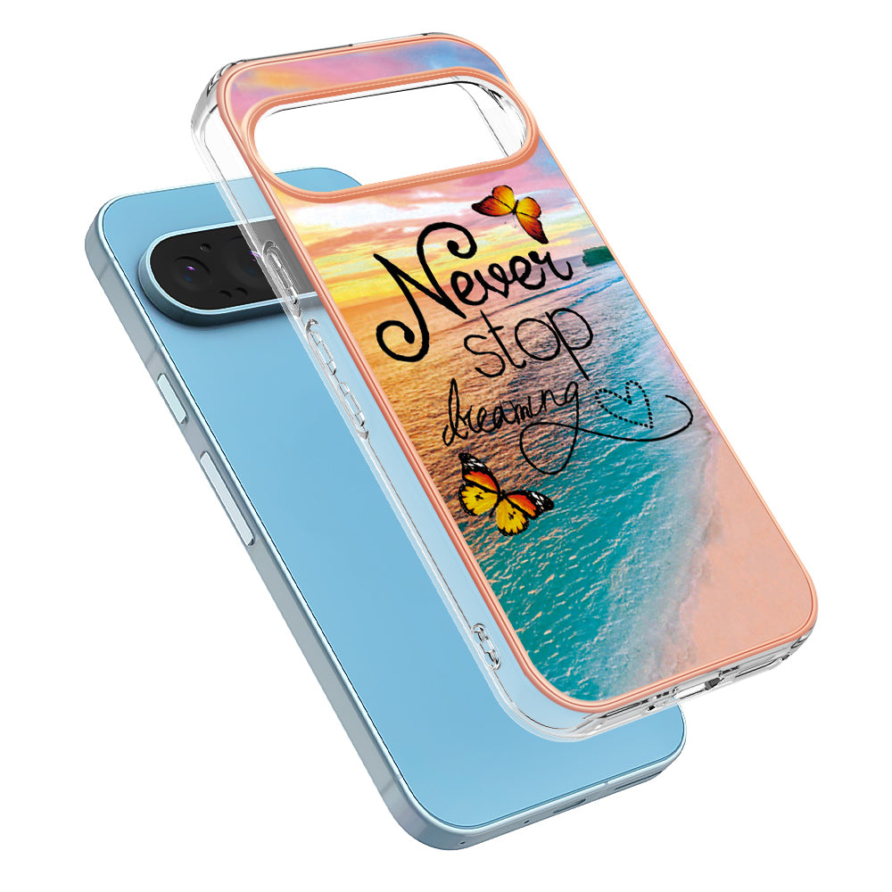 YB IMD Series-1 For Google Pixel 9 Case IMD TPU Phone Cover Electroplating Edge - Never Stop Dreaming
