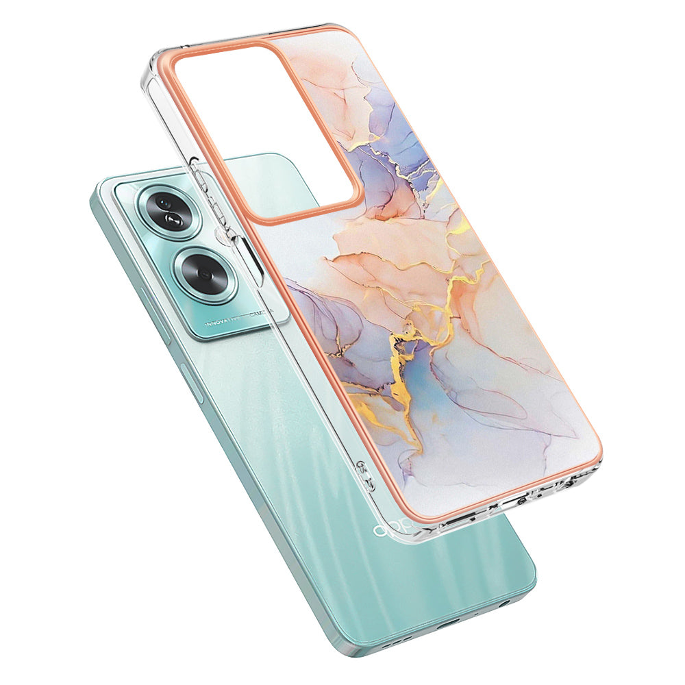 YB IMD Series-1 For Oppo A79 5G / A2 5G Electroplating Case Soft TPU Slim Phone Case - Milky Way Marble White