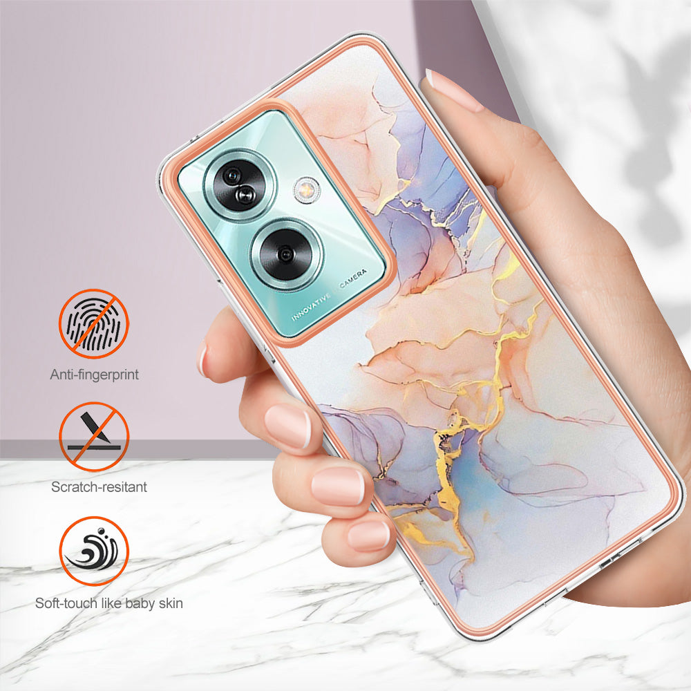 YB IMD Series-1 For Oppo A79 5G / A2 5G Electroplating Case Soft TPU Slim Phone Case - Milky Way Marble White