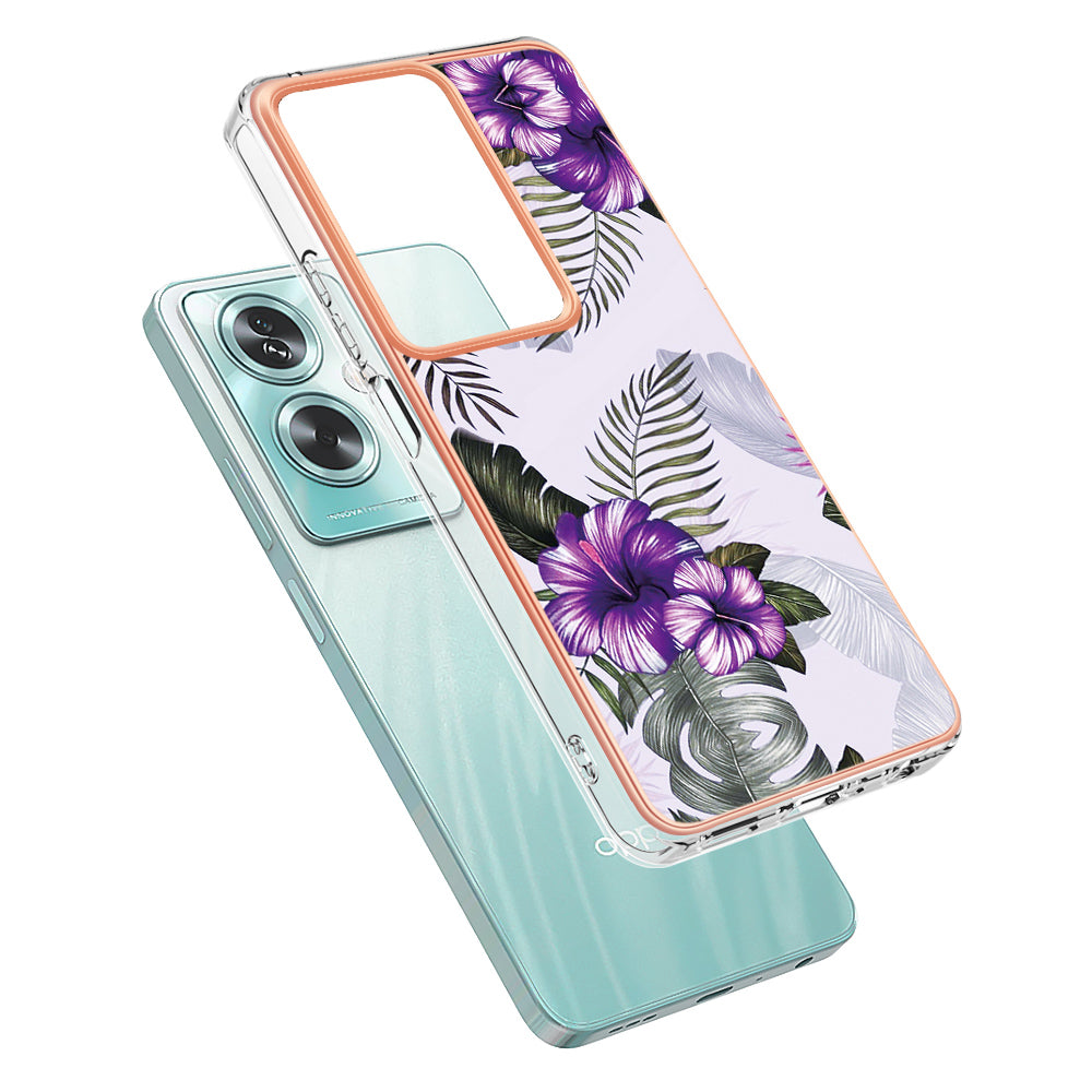 YB IMD Series-1 For Oppo A79 5G / A2 5G Electroplating Case Soft TPU Slim Phone Case - Purple Flower