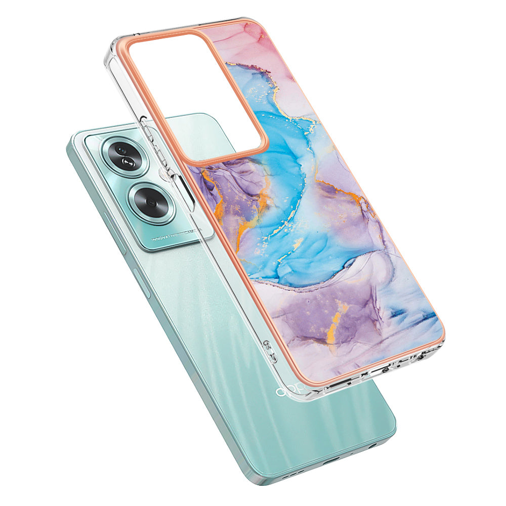 YB IMD Series-1 For Oppo A79 5G / A2 5G Electroplating Case Soft TPU Slim Phone Case - Milky Way Marble Blue