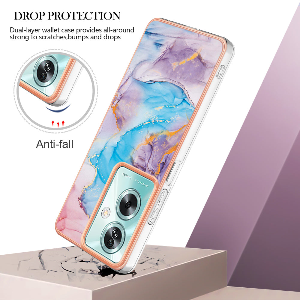 YB IMD Series-1 For Oppo A79 5G / A2 5G Electroplating Case Soft TPU Slim Phone Case - Milky Way Marble Blue