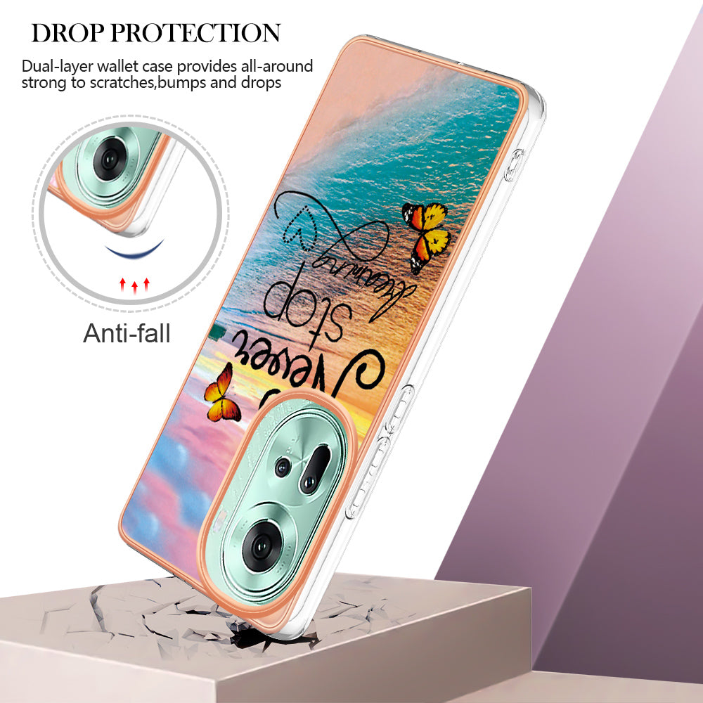 YB IMD Series-1 For Oppo Reno11 5G (Global) Case Electroplating Anti-Drop Soft TPU Phone Cover - Never Stop Dreaming