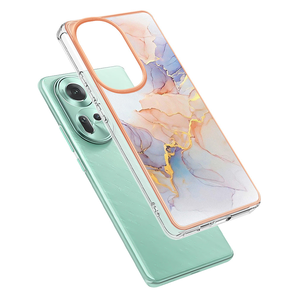 YB IMD Series-1 For Oppo Reno11 5G (Global) Case Electroplating Anti-Drop Soft TPU Phone Cover - Milky Way Marble White