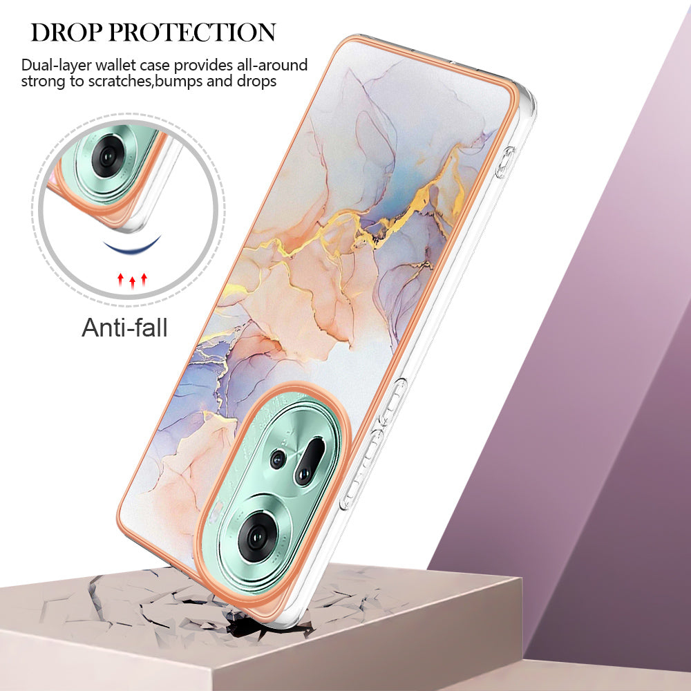 YB IMD Series-1 For Oppo Reno11 5G (Global) Case Electroplating Anti-Drop Soft TPU Phone Cover - Milky Way Marble White