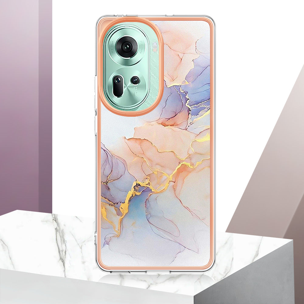 YB IMD Series-1 For Oppo Reno11 5G (Global) Case Electroplating Anti-Drop Soft TPU Phone Cover - Milky Way Marble White