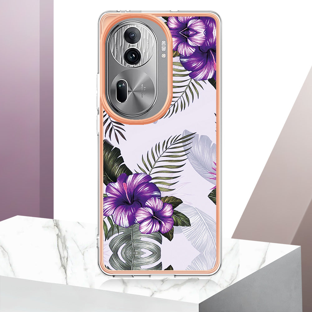 YB IMD Series-1 For Oppo Reno11 Pro 5G (Global) Case Electroplating Anti-Drop TPU Phone Cover - Purple Flower