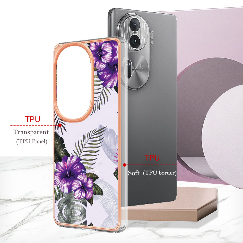 YB IMD Series-1 For Oppo Reno11 Pro 5G (Global) Case Electroplating Anti-Drop TPU Phone Cover - Purple Flower
