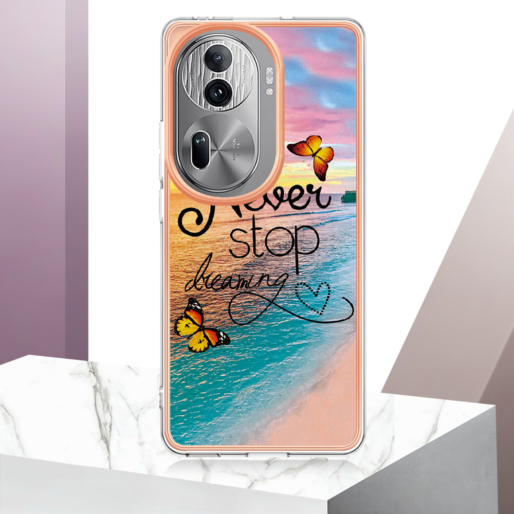 YB IMD Series-1 For Oppo Reno11 Pro 5G (Global) Case Electroplating Anti-Drop TPU Phone Cover - Never Stop Dreaming