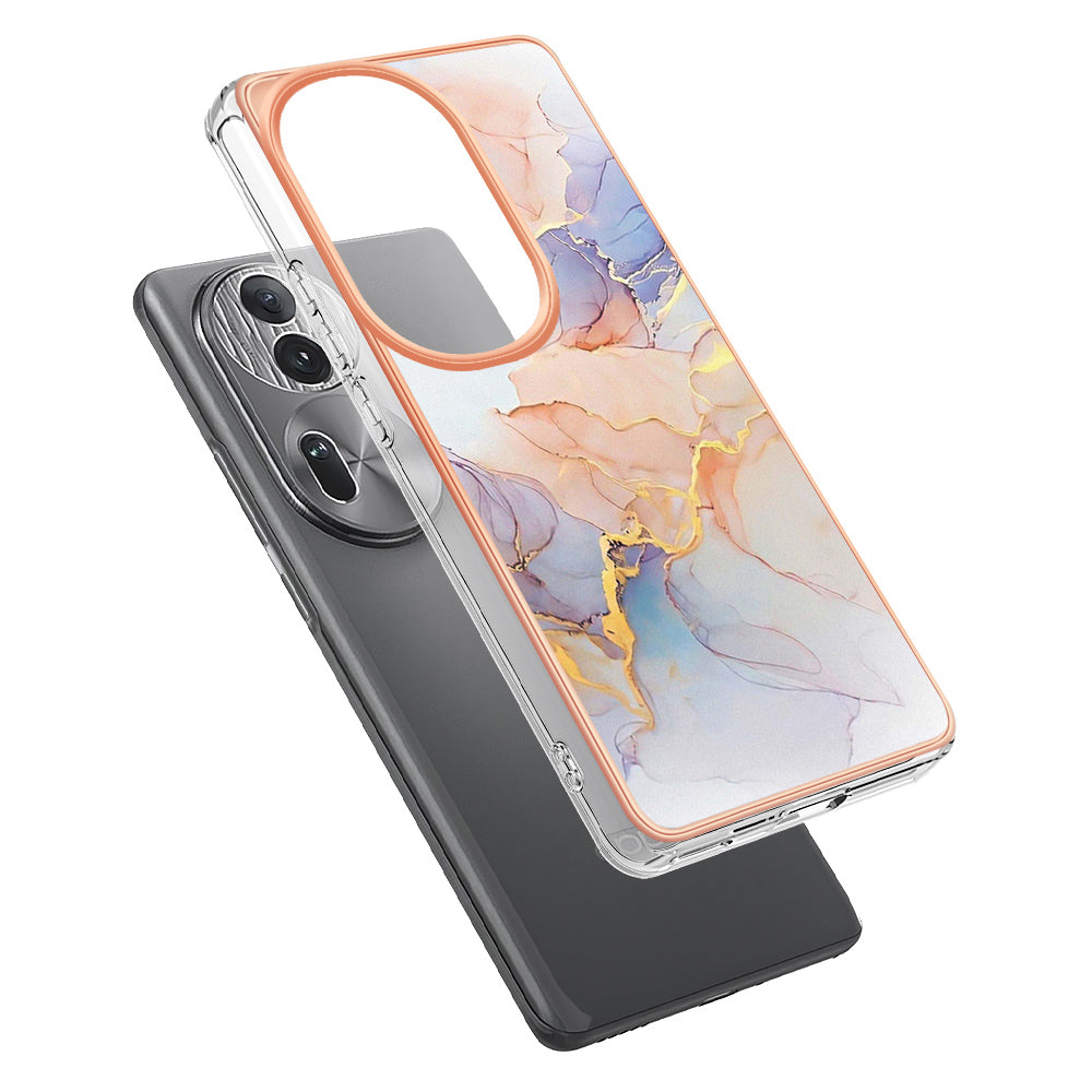 YB IMD Series-1 For Oppo Reno11 Pro 5G (Global) Case Electroplating Anti-Drop TPU Phone Cover - Milky Way Marble White