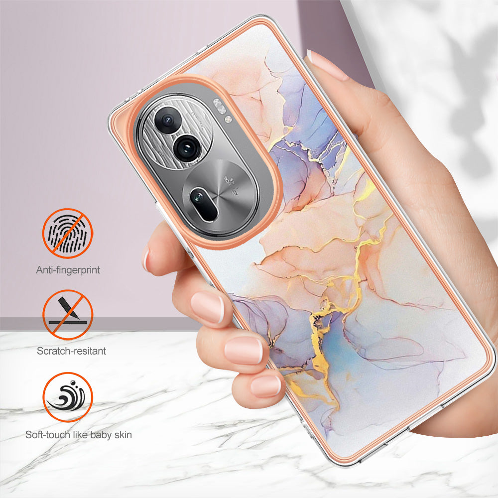 YB IMD Series-1 For Oppo Reno11 Pro 5G (Global) Case Electroplating Anti-Drop TPU Phone Cover - Milky Way Marble White