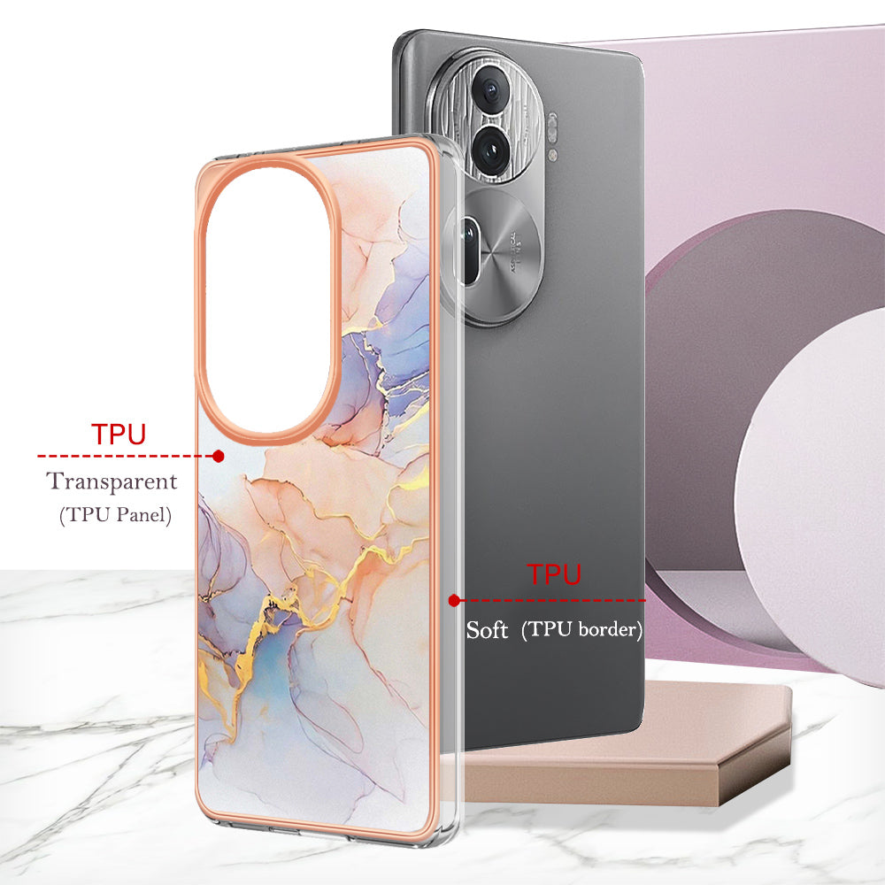 YB IMD Series-1 For Oppo Reno11 Pro 5G (Global) Case Electroplating Anti-Drop TPU Phone Cover - Milky Way Marble White