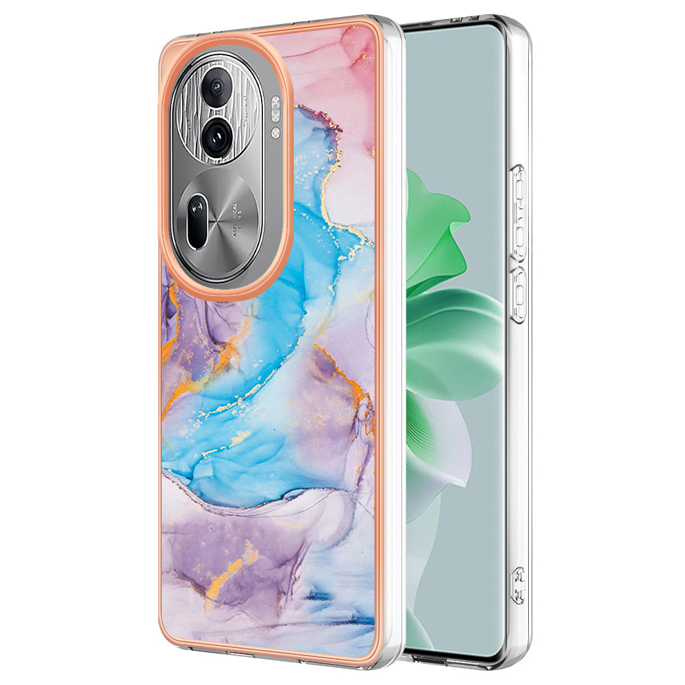 YB IMD Series-1 For Oppo Reno11 Pro 5G (Global) Case Electroplating Anti-Drop TPU Phone Cover - Milky Way Marble Blue