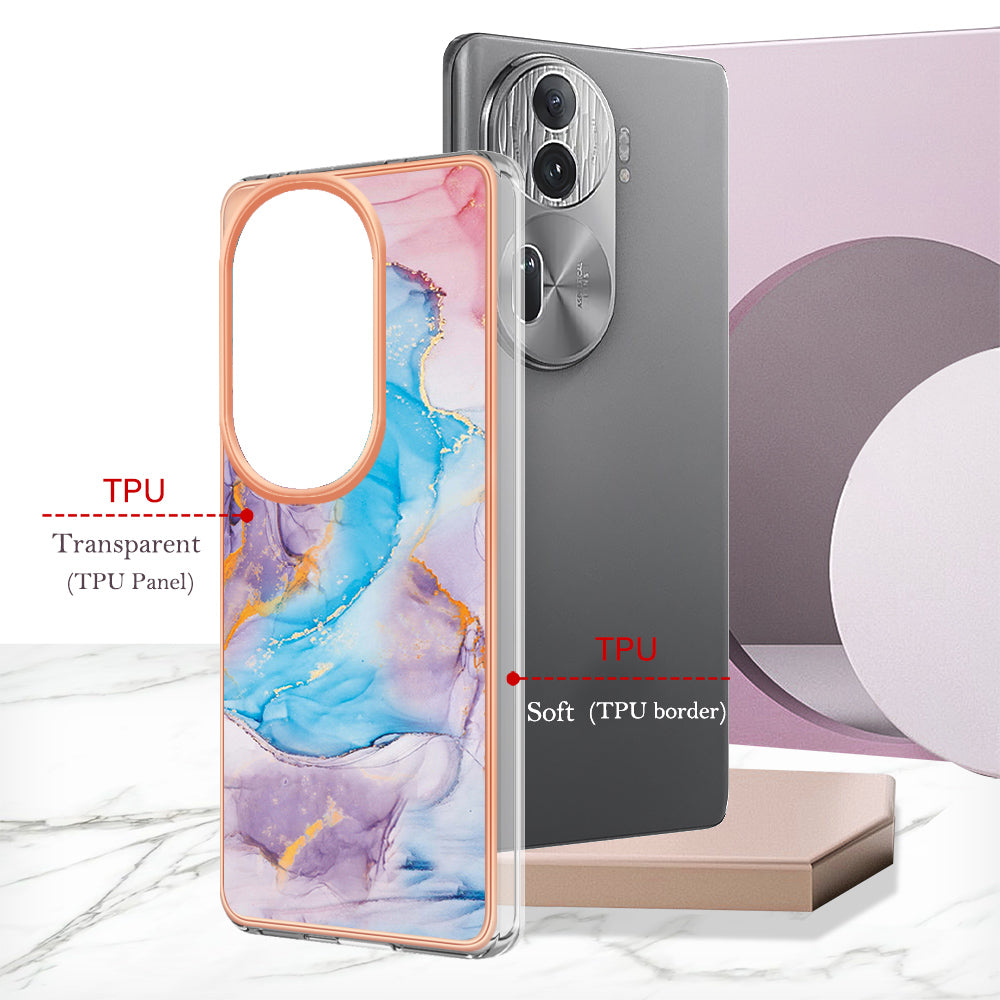 YB IMD Series-1 For Oppo Reno11 Pro 5G (Global) Case Electroplating Anti-Drop TPU Phone Cover - Milky Way Marble Blue