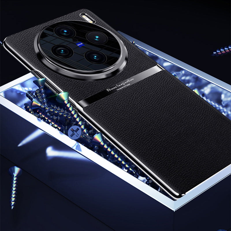 For vivo X100 Pro 5G Case Shockproof Acrylic + PC + PU Leather Phone Shell - Black