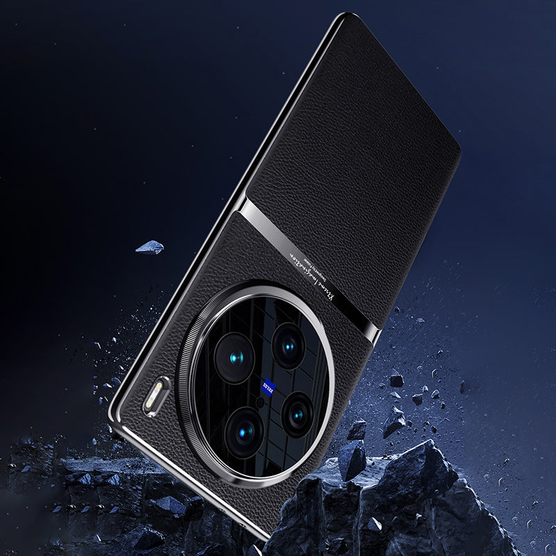 For vivo X100 Pro 5G Case Shockproof Acrylic + PC + PU Leather Phone Shell - Black