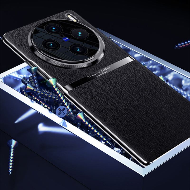 For vivo X100 5G Shockproof Case Acrylic + PC + PU Leather Phone Cover - Orange