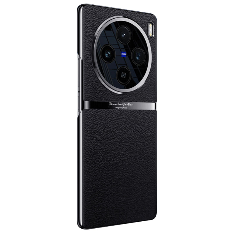 For vivo X100 5G Shockproof Case Acrylic + PC + PU Leather Phone Cover - Black