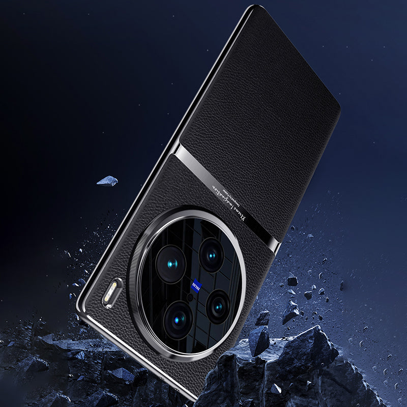 For vivo X100 5G Shockproof Case Acrylic + PC + PU Leather Phone Cover - White