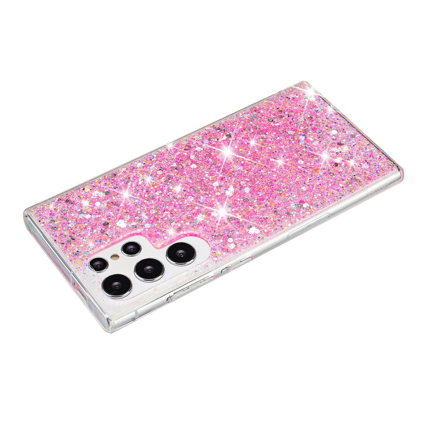 For Samsung Galaxy S24 Ultra Shockproof Cover Sparkle Epoxy TPU Phone Case - Pink