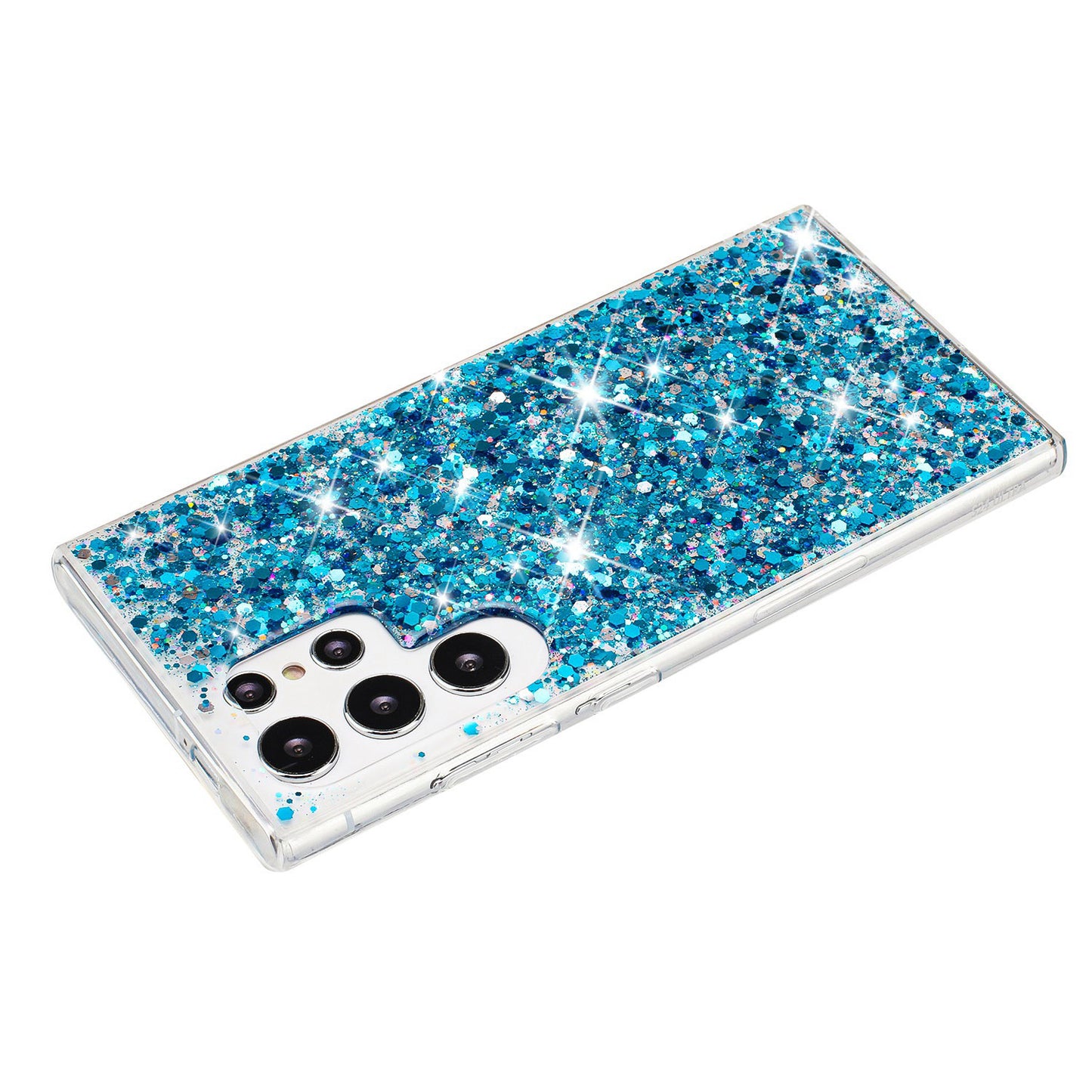 For Samsung Galaxy S24 Ultra Shockproof Cover Sparkle Epoxy TPU Phone Case - Blue