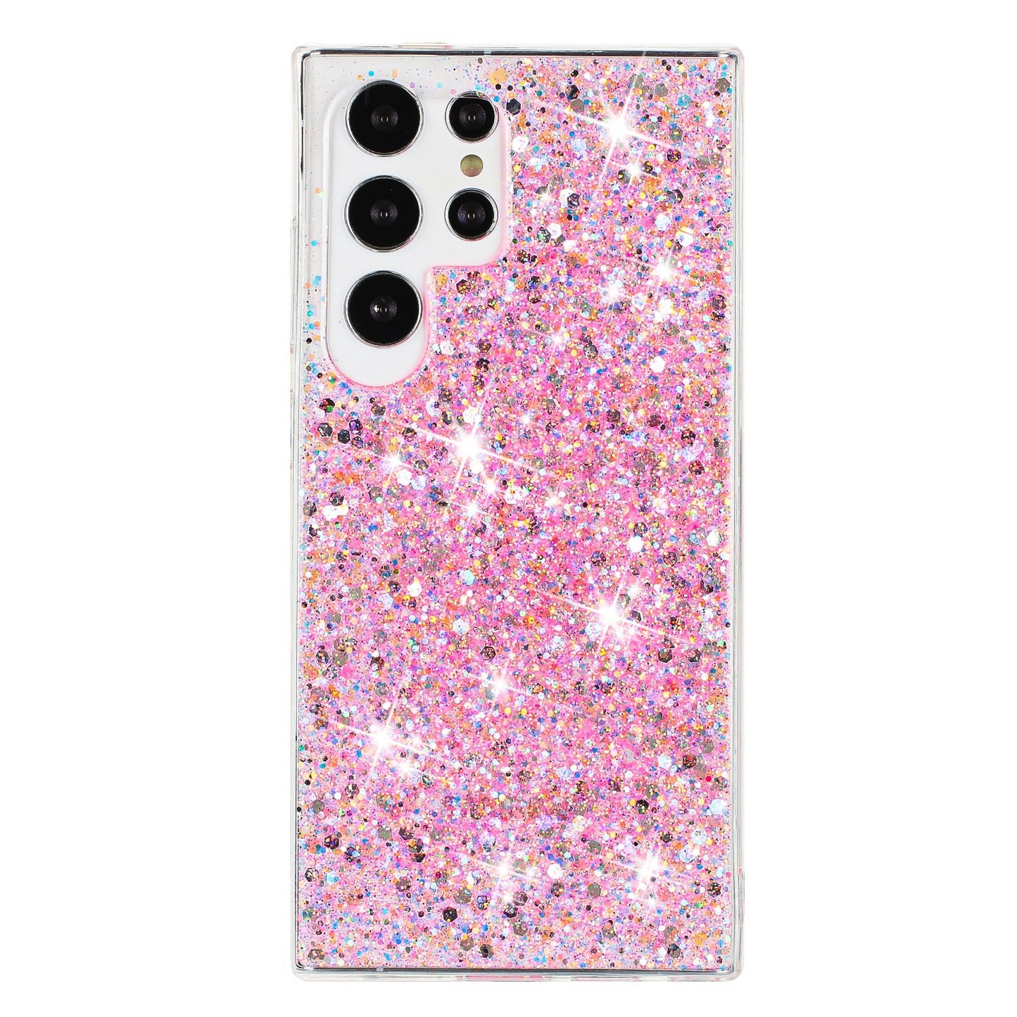 For Samsung Galaxy S23 Ultra Phone Case Anti-scratch Epoxy Glittery TPU Back Cover - Pink