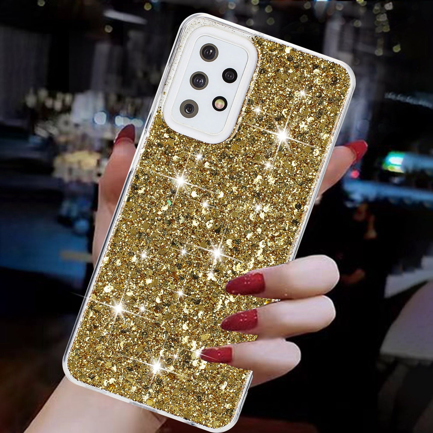 For Samsung Galaxy A23 4G / A23 5G (Global Version) Slim-Fit Glittery Powder Decor Phone Cover Epoxy TPU Phone Case - Gold