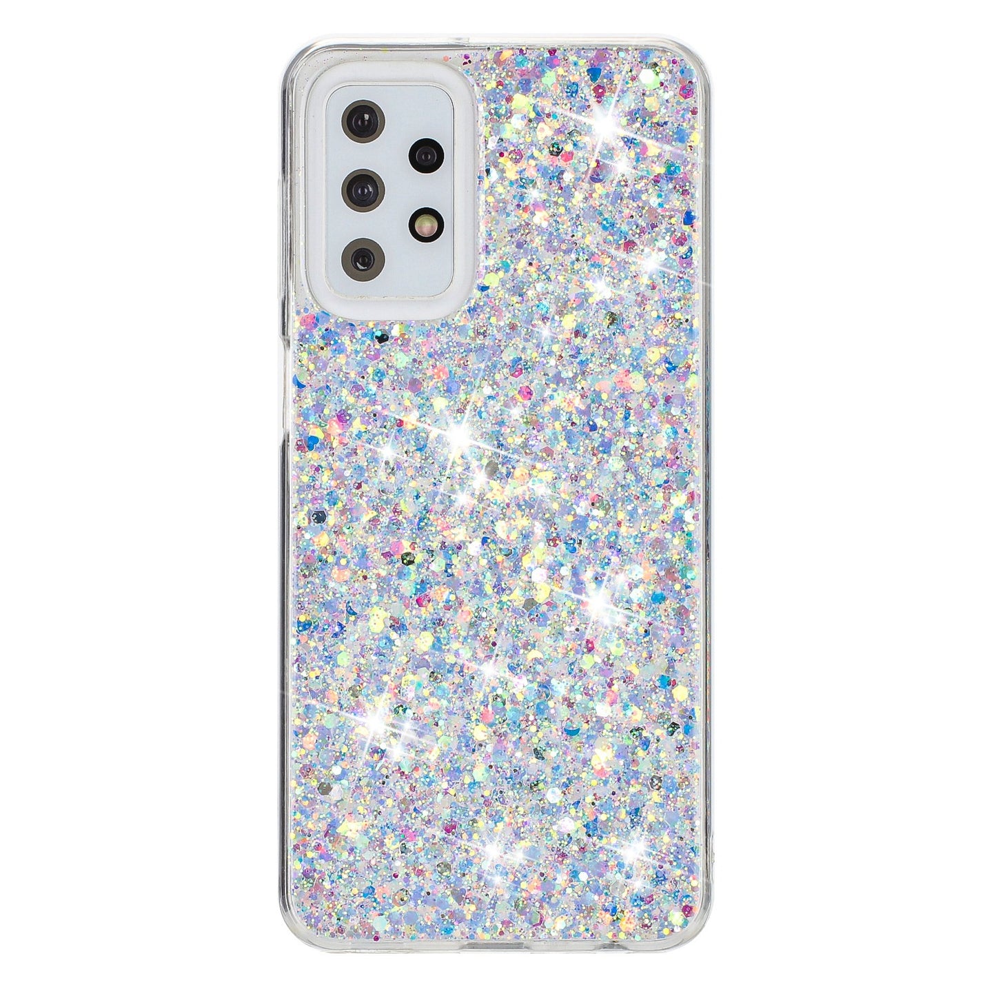 For Samsung Galaxy A23 4G / A23 5G (Global Version) Slim-Fit Glittery Powder Decor Phone Cover Epoxy TPU Phone Case - White