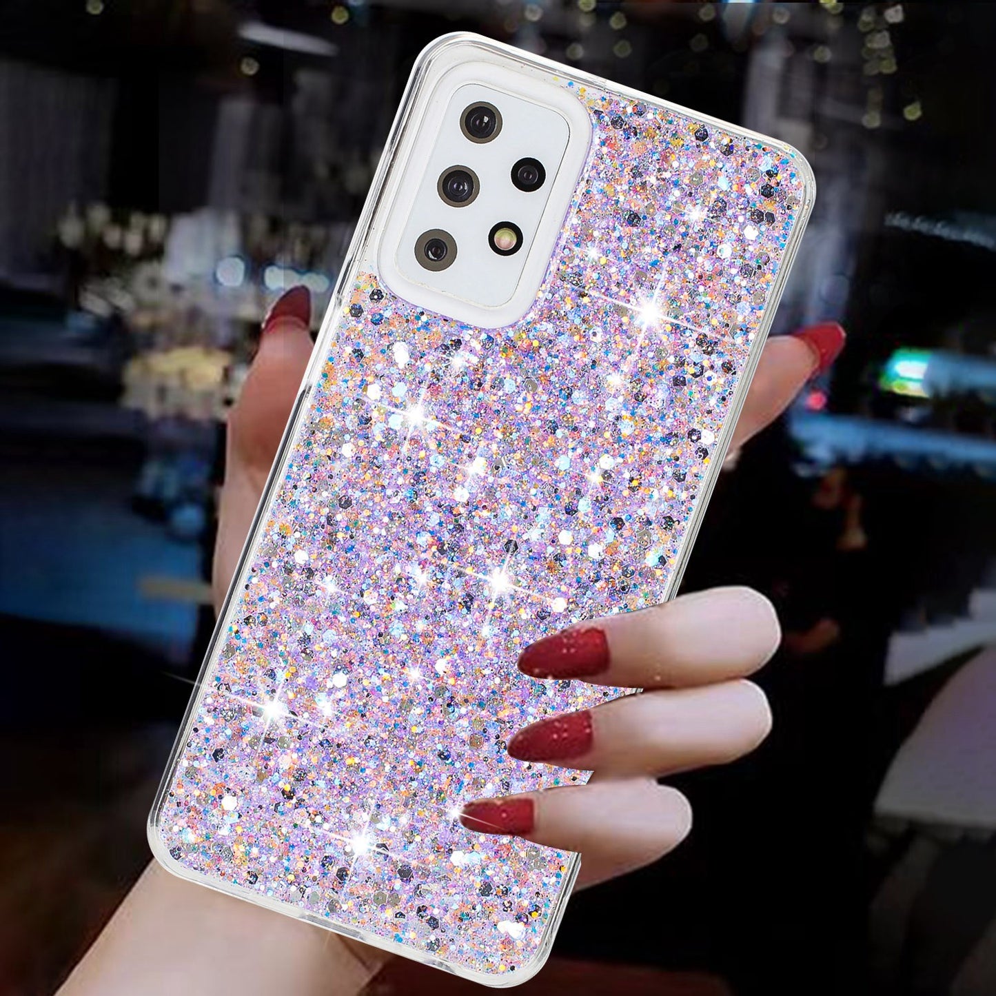 For Samsung Galaxy A23 4G / A23 5G (Global Version) Slim-Fit Glittery Powder Decor Phone Cover Epoxy TPU Phone Case - Purple