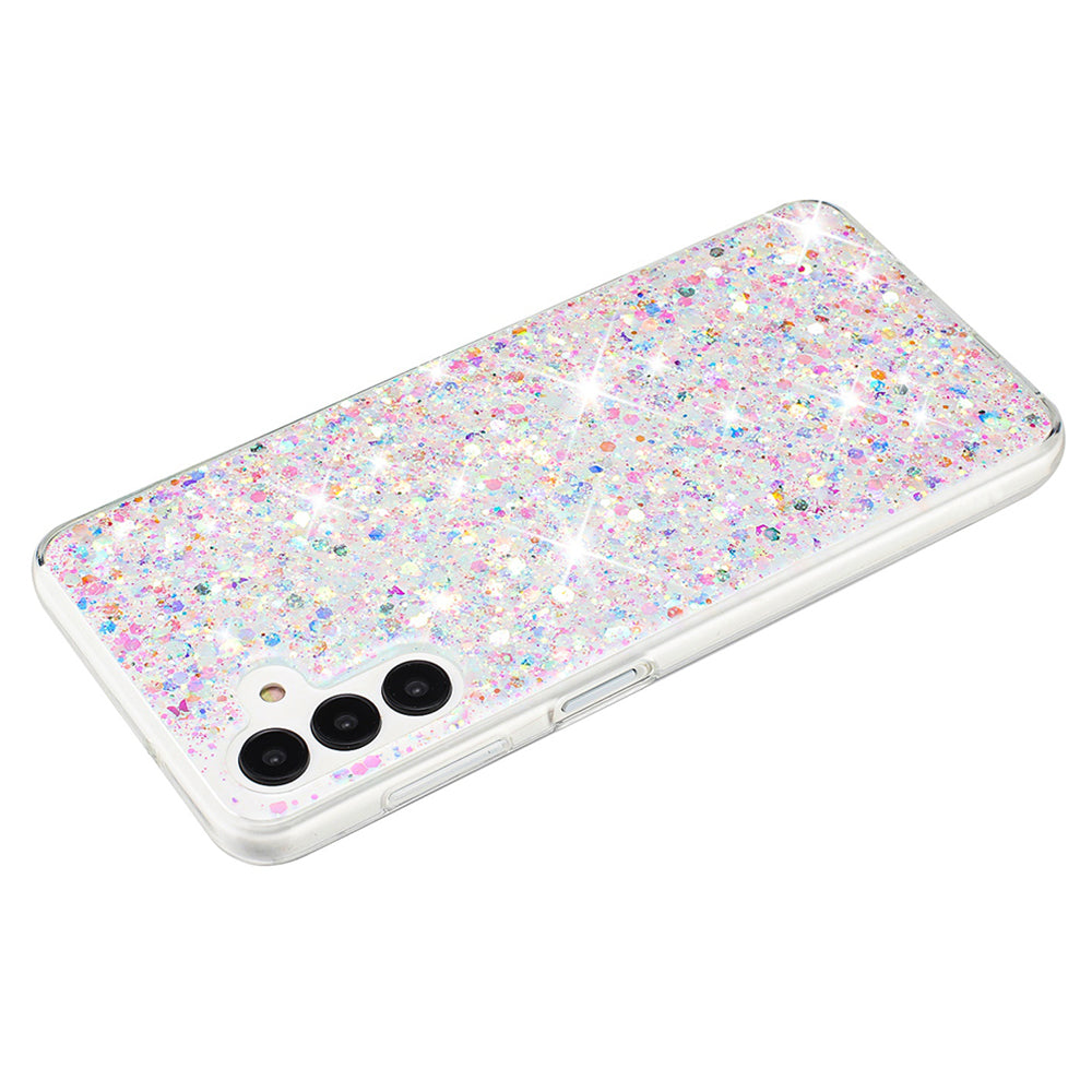 For Samsung Galaxy A34 5G Case Epoxy Glittery TPU Drop-proof Cell Phone Cover - White