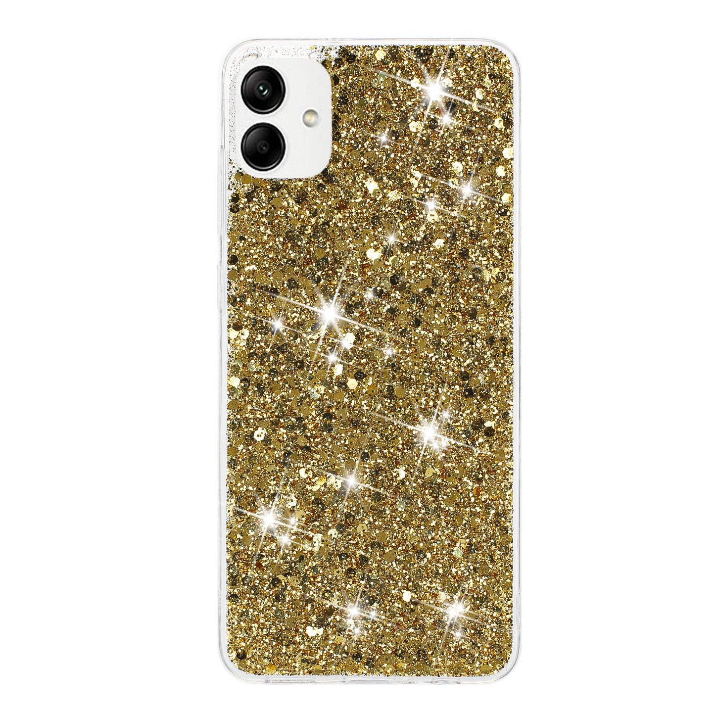 Phone Protector for Samsung Galaxy A05 4G Case Epoxy Glittery Powder TPU Phone Cover - Gold