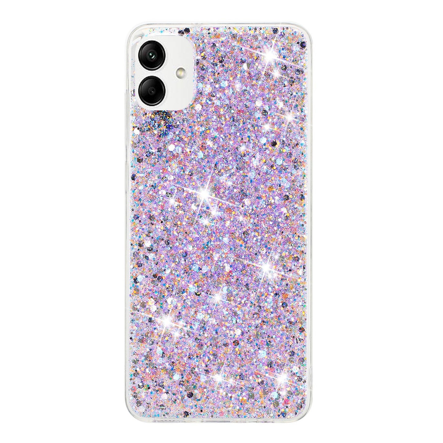Phone Protector for Samsung Galaxy A05 4G Case Epoxy Glittery Powder TPU Phone Cover - Purple