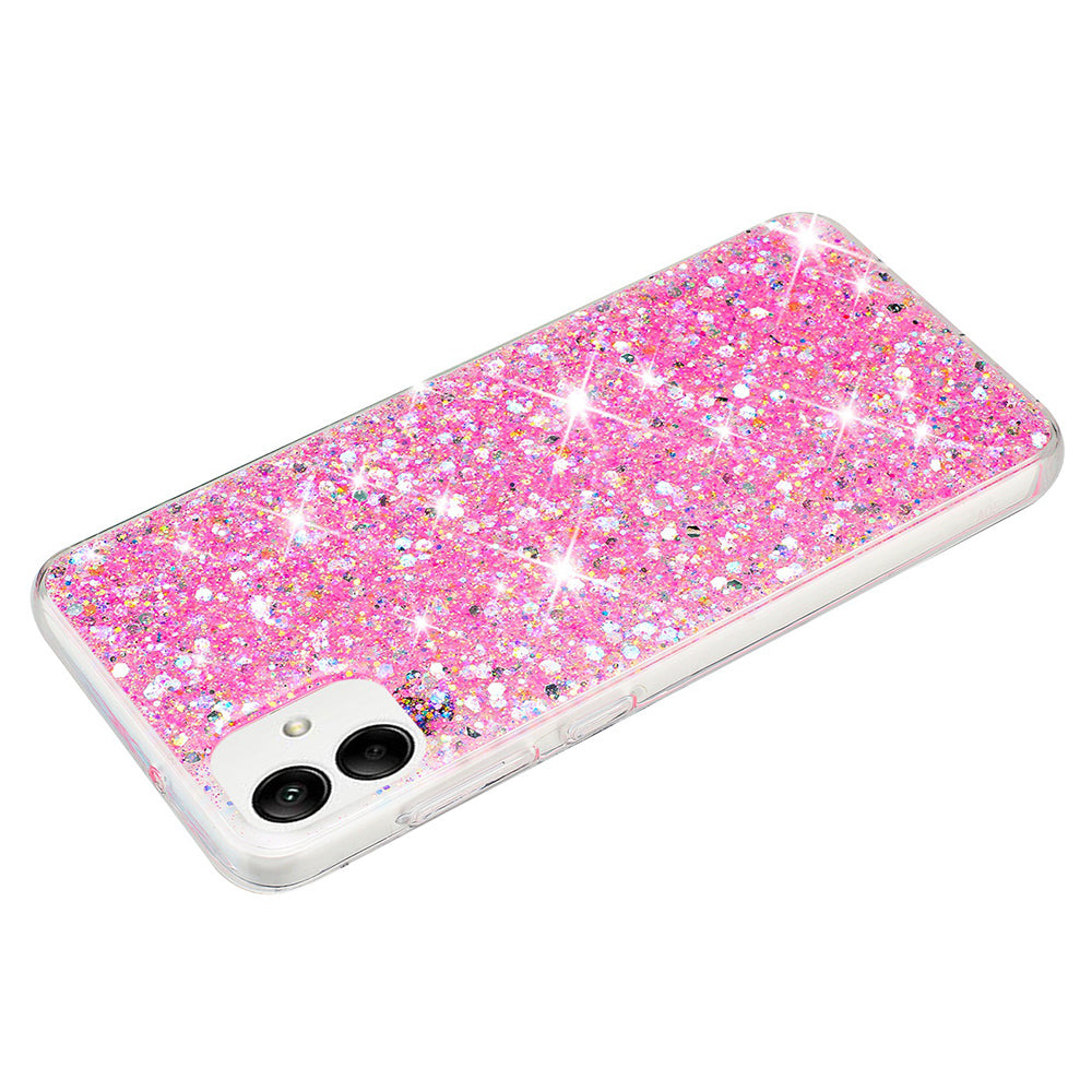 Phone Protector for Samsung Galaxy A05 4G Case Epoxy Glittery Powder TPU Phone Cover - Pink