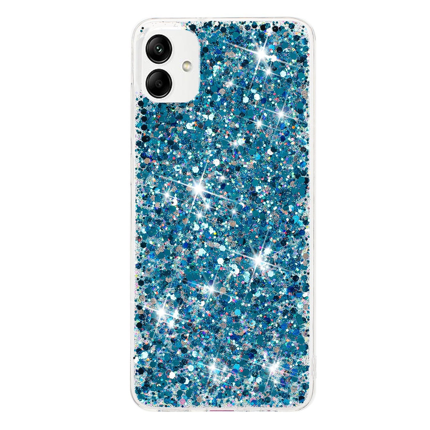 Phone Protector for Samsung Galaxy A05 4G Case Epoxy Glittery Powder TPU Phone Cover - Blue